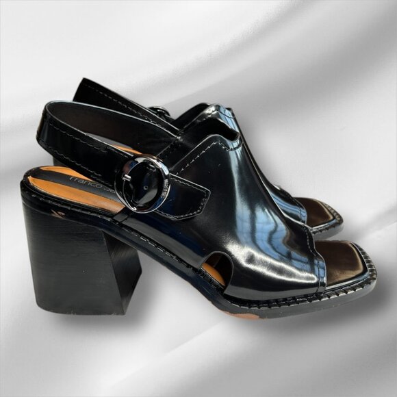 Franco Sarto Shoes - Franco Sarto Amy Patent Leather Block Heel Sling Sandals Size 7